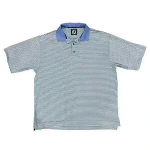 Footjoy Prodry Lisle Light Blue/White Striped Men’s Golf Polo‎ Shirt Size XL